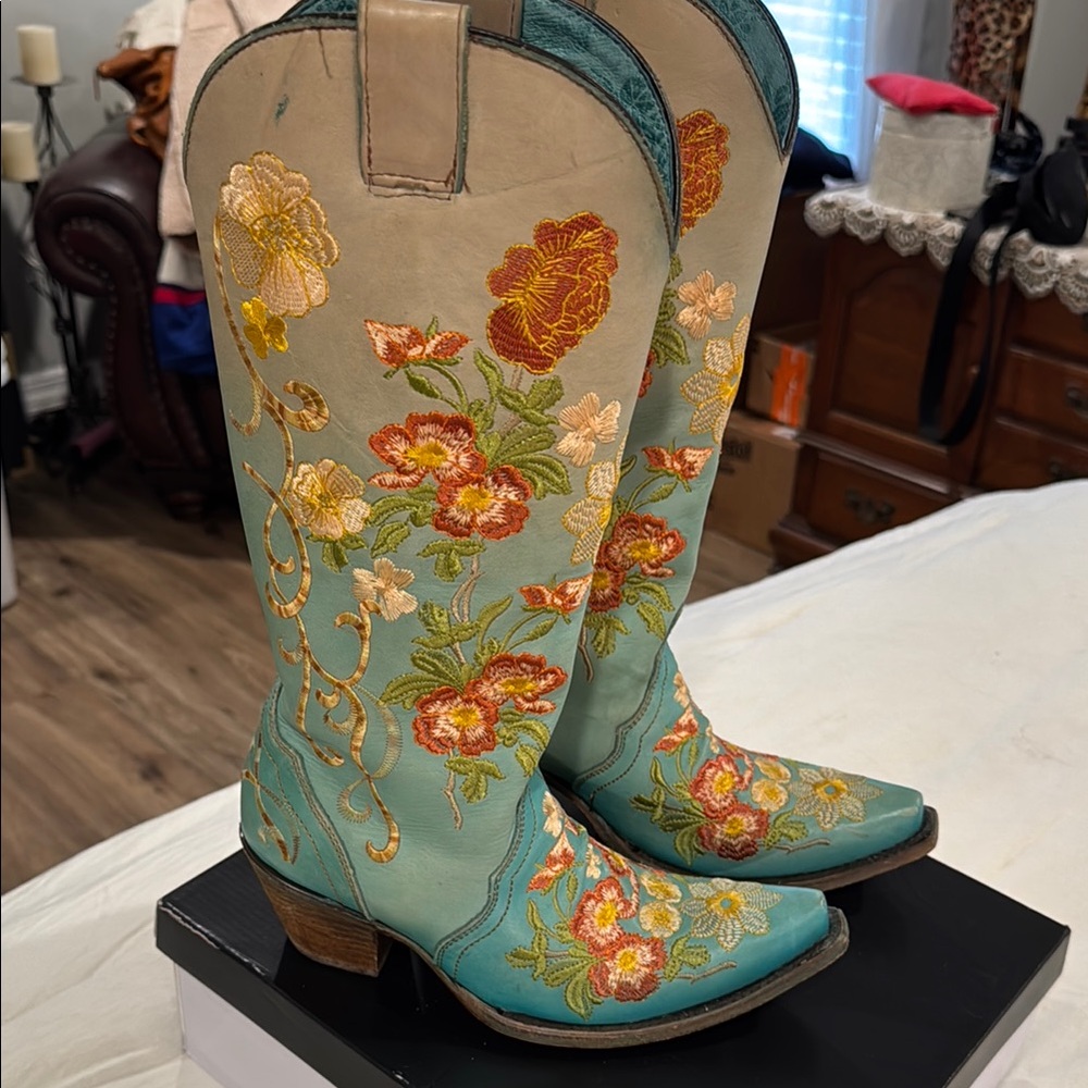 Floral Embroidered Cowboy Boots - image 1